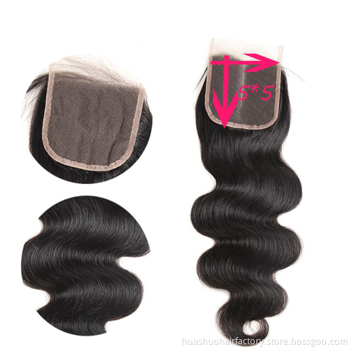 Wholesale Body Wave Brazilian Pre Pluck 6 X 6 5By5 7X7 Raw Virgin Human Hair Lace Closure
